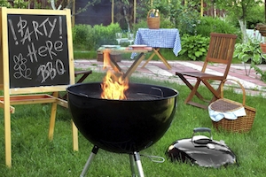 Backyard BBQ Party with a charcoal grill